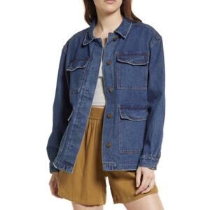 Treasure & Bond Nordstrom New Women's Relaxed Denim Jean Jacket Size Medium Blue